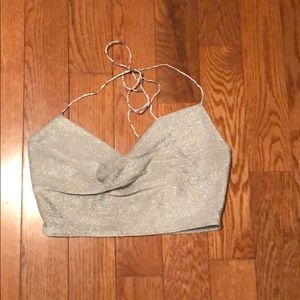 Sparkly cowl neck halter top